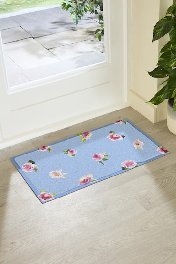 Artsy Mats Artsy Mats Non-Slip Watercolour Floral Doormat Light Blue 70x40cm