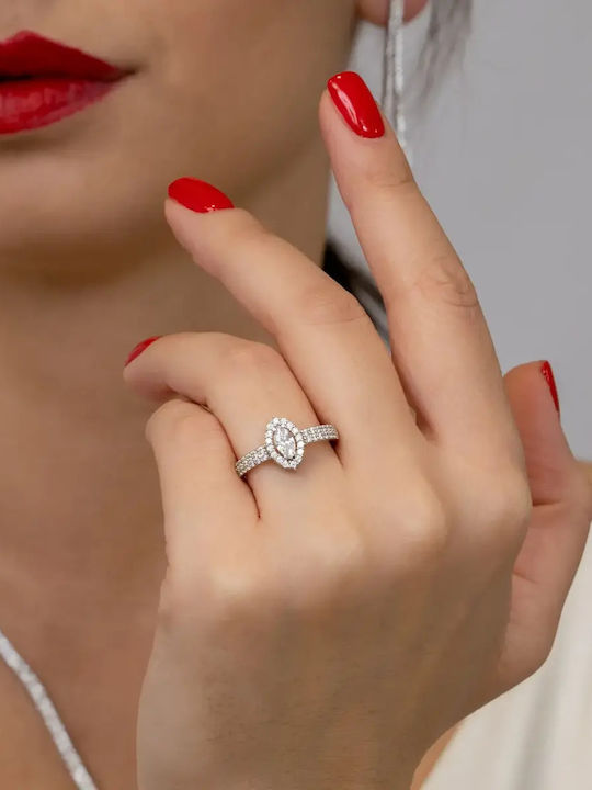 Set mit Halskette , Ohrringe & Ring aus Silber mit Steinen