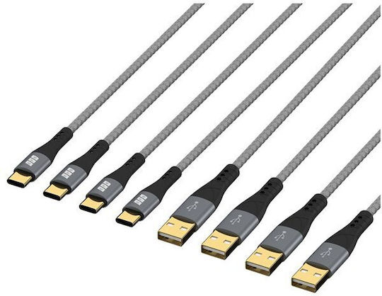 EFB USB Cable USB-A to USB-C Set 60W QC 3A 0.5+1+2+3m Gray