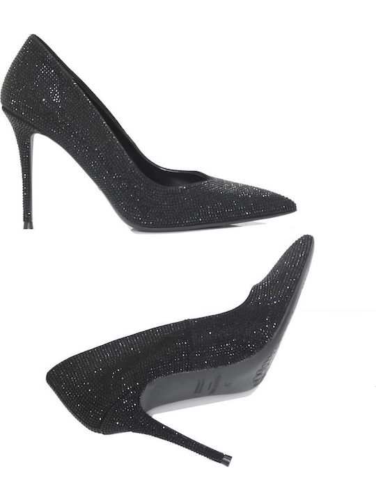 Synthetic Leather Pointed Toe Stiletto Black High Heels