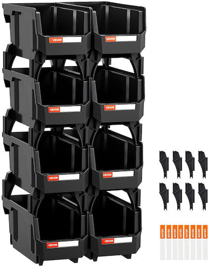 Vevor Set 8 Bucăți Casete Utilizare Generală Cu Capac Și Suport Plastic Negru 3200ml 8 Bucăți