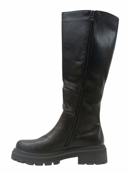 Damenstiefel mit Gummizug Schwarz