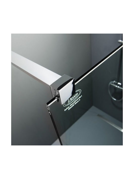 Devon Iwis Walk-in Shower Screen for Shower with Sliding Door 37-39x200cm Clean Glass Chrome