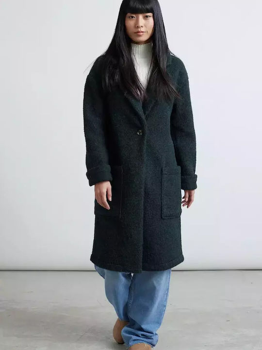 Damen Grün Mantel Oversized mit Knöpfen