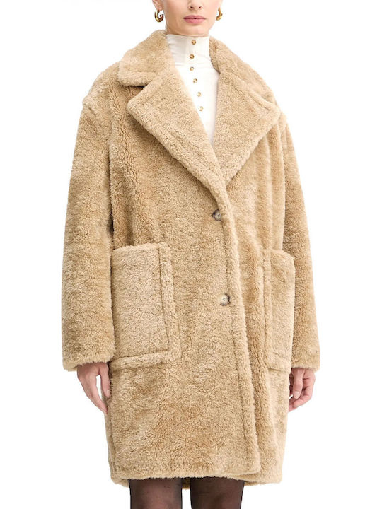 Women's Beige Coat Teddy