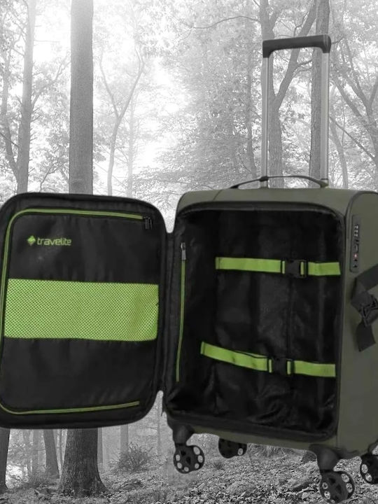 Travelite Βαλίτσα Ταξιδίου Καμπίνας Υφασμάτινη Χακί με 4 Ρόδες Ύψους 55εκ.