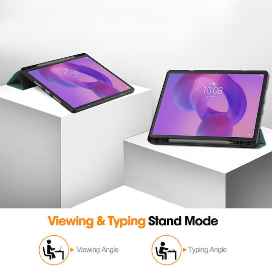 Husă Lenovo Idea Tab 11.0″ 2025 Suport Stylus Eco Piele Smart Cover – Verde Brad