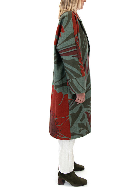 Дамско Khaki Палто Oversized с копчета