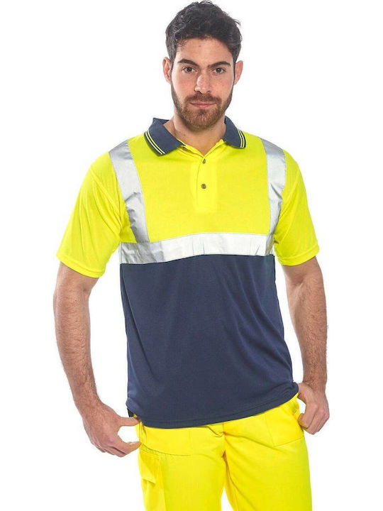 Tricou Polo cu Mâneci Scurte Hi-Vis S479 Portwest Galben Albastru