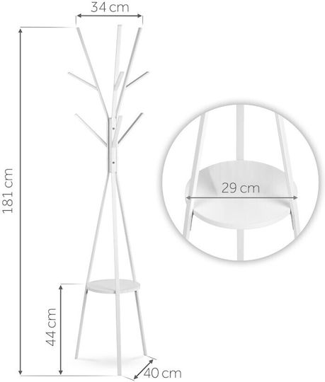 Massido Cuiere de podea Metal Alb 181cm