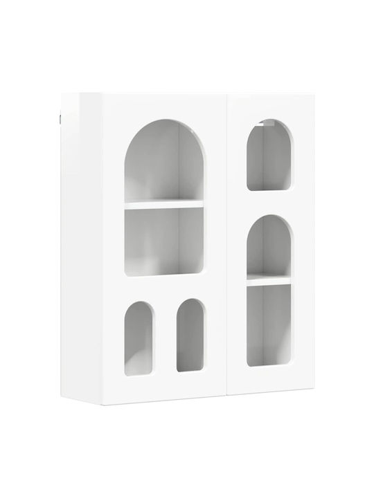 Wall Living Room Display Cabinet Made of Particle Board White 59x20x71.5cm