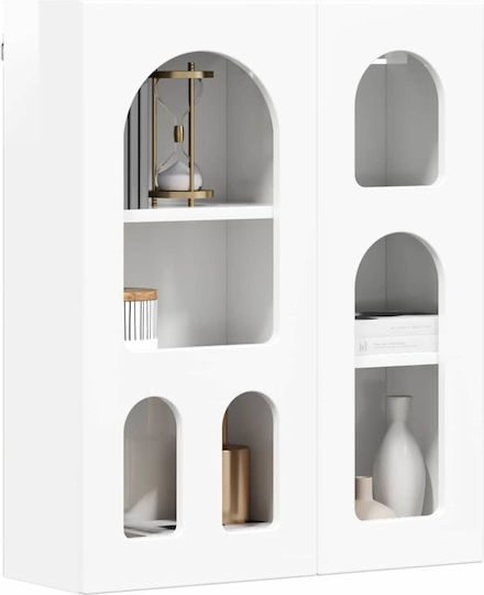 Wand Wohnzimmer Vitrine aus Spanplatte Weiß 59x20x71.5cm