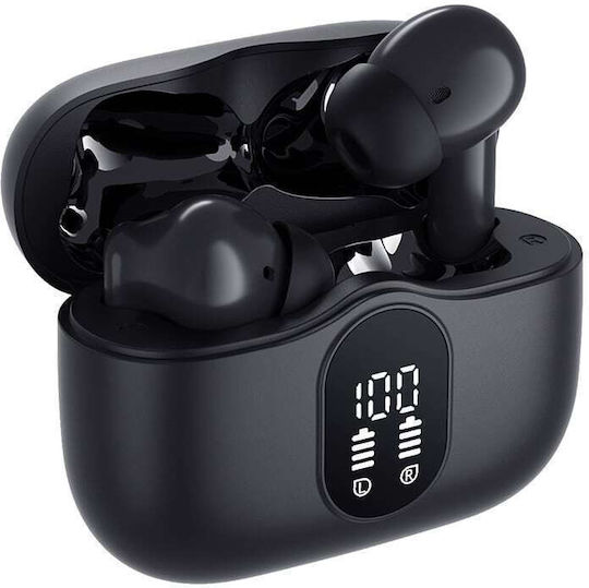 Techsuit WaveBeat 100 In-ear Bluetooth Handsfree Ακουστικά με Θήκη Φόρτισης Μαύρα