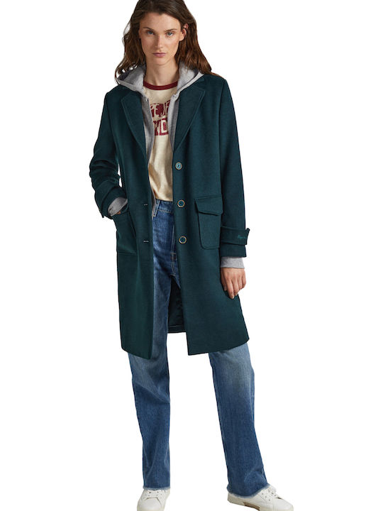 Nica Women's Green Coat with Buttons