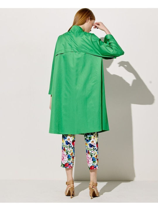 Women's Green Coat with Buttons