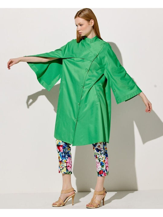 Women's Green Coat with Buttons