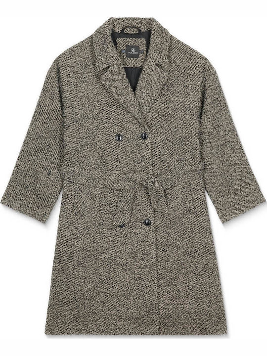 Eastcoat Women's Beige Coat Oversized with Buttons