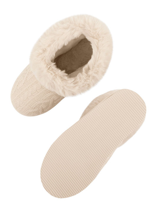 Geschlossene Damen Hausschuhe Beige
