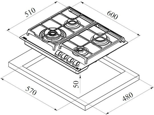 La Germania P684LLAGSFVN Εστία Φυσικού Αερίου Αυτόνομη 60x51εκ.