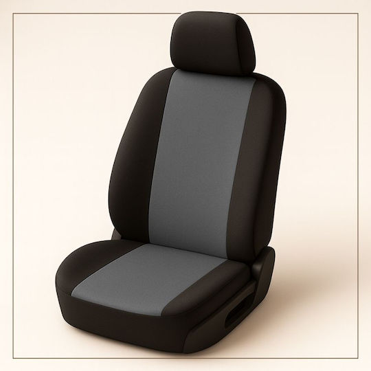 Set Universal De Huse Scaune Auto 7 Piese Bumbac Poliester Spumă 2 Scaune Față Bancă Spate În 4 Piese 4 Tetieră Gri Negru