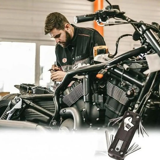 Set Chei Reparare Bicicletă 16 În 1 Universal Oțel Aliaj Negru Argintiu