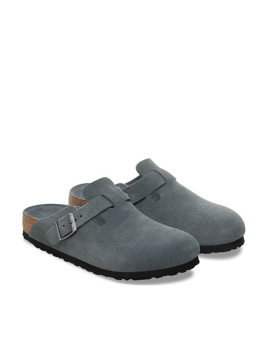 Birkenstock Boston Ανδρικά Δερμάτινα Σαμπό Γκρι