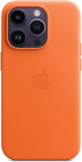 Apple Leather Case with MagSafe Back Cover Δερμάτινο Πορτοκαλί (iPhone 14 Pro)