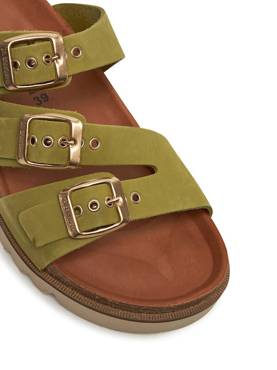 Women's Flat Sandals in Green Color