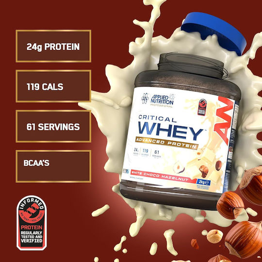 Applied Nutrition Critical Whey Whey Protein Gluten Free with White Chocolate Hazelnut Flavor 2kg