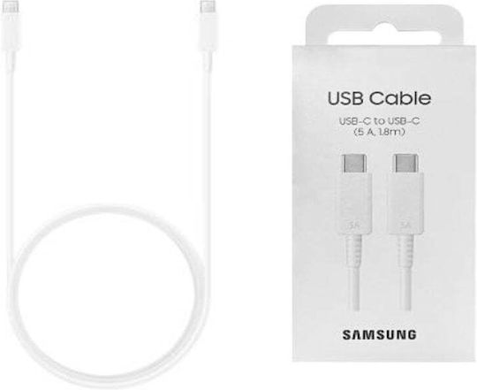 Samsung USB 2.0 Кабел USB-C Мъжки - USB-C 100W PD Бял 1.8m EP-DX510JWEGEU