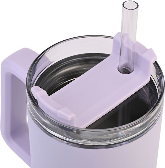 Homely Thermos Straw Tumbler 900ml Lavender Fog