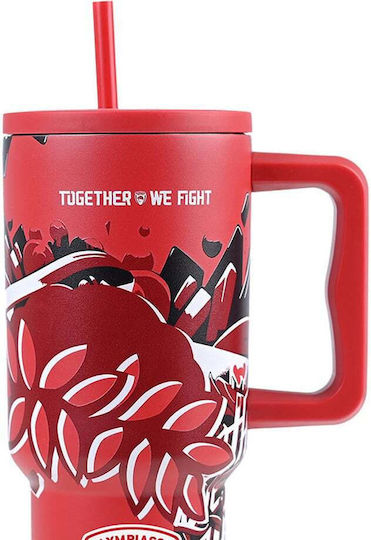 Estia Straw Tumbler XL Save the Aegean Recyclable Handled Tumbler Thermos Stainless Steel BPA Free 900ml hearth with Straw and Handle