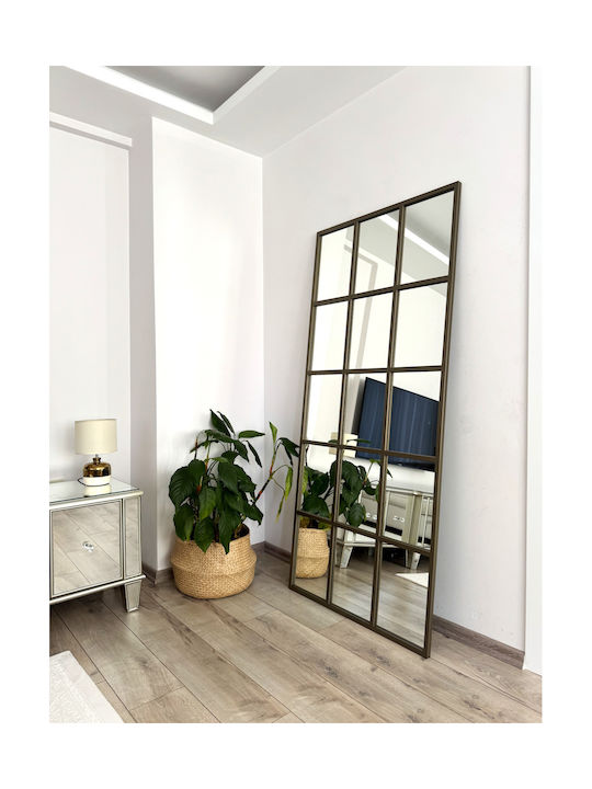 SteweHome Oglindă De Podea Cu Cadru Metalic Negru 180x80cm