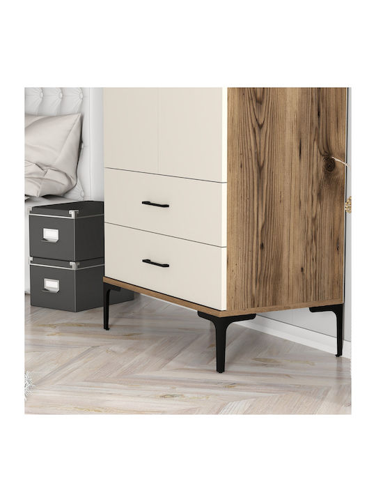 SteweHome Zwei-Tür-Kleiderschrank T Lidya Beige 80x47x201cm