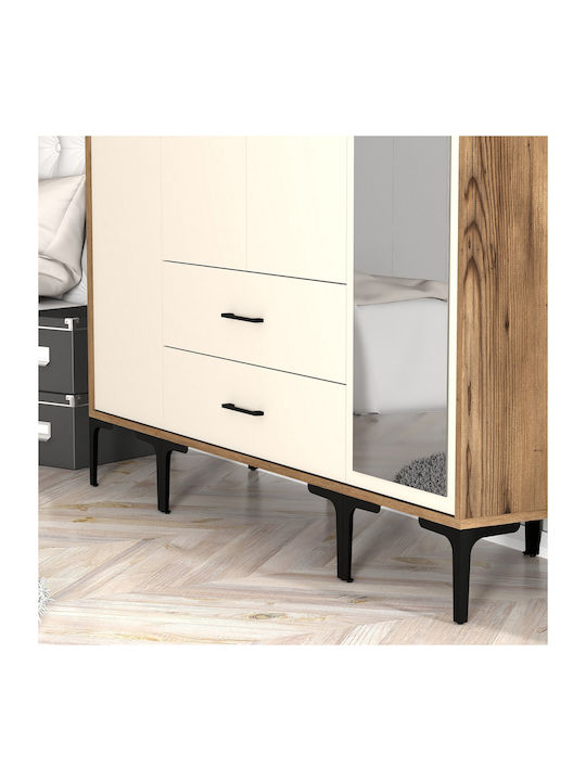 Dulap Patru Uși Str Lidya Crem 160x47x201cm