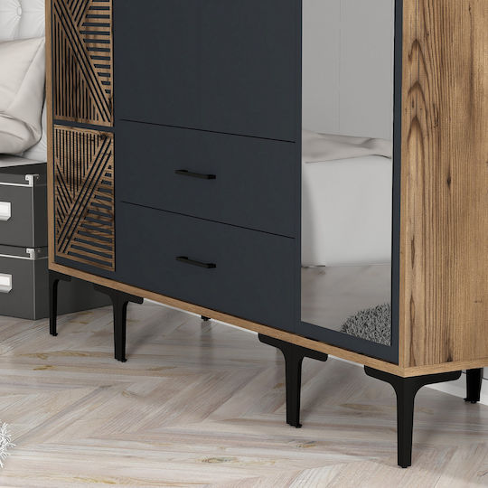 Ντουλάπα Τέσσερις Πόρτες Ptr Lidya Ανθρακί 160x47x201cm