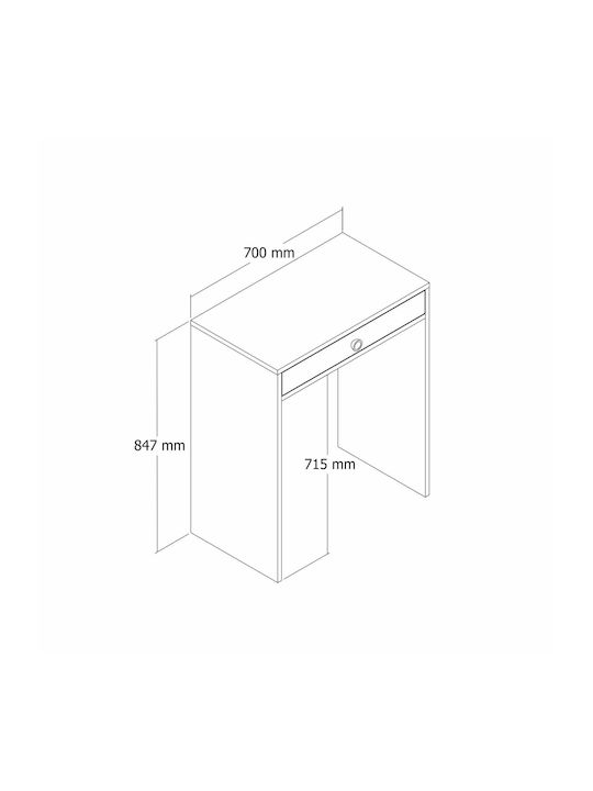Μίνι Τραπέζι Μακιγιάζ Καρυδιά Κρέμ 70x84x71cm
