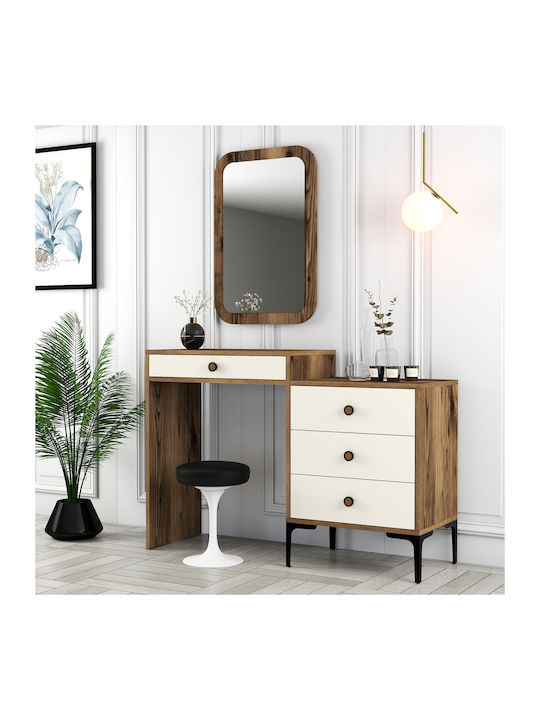 SteweHome Schminktisch mit Spiegel Karydia Creme 124x40x84cm