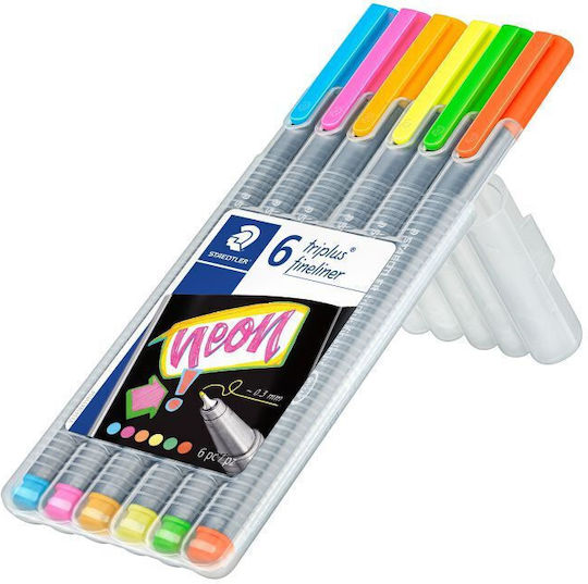 Staedtler Triplus Fineliner 334 Μαρκαδόροι Σχεδίου 0.3mm Σετ 6 χρώματα