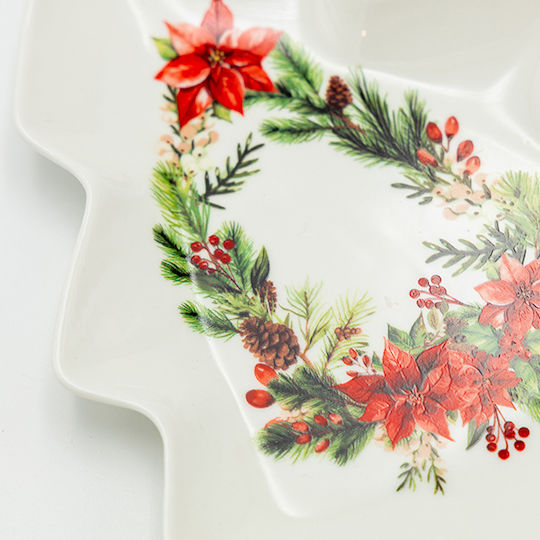 Platter Christmas Tree Red Poinsettia 20cm