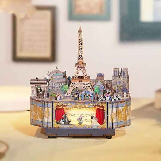 Tonecheer Παιχνίδι Κατασκευών Ξύλινo Romantic Paris DIY Music Box Ages για Παιδιά 15+ Ετών