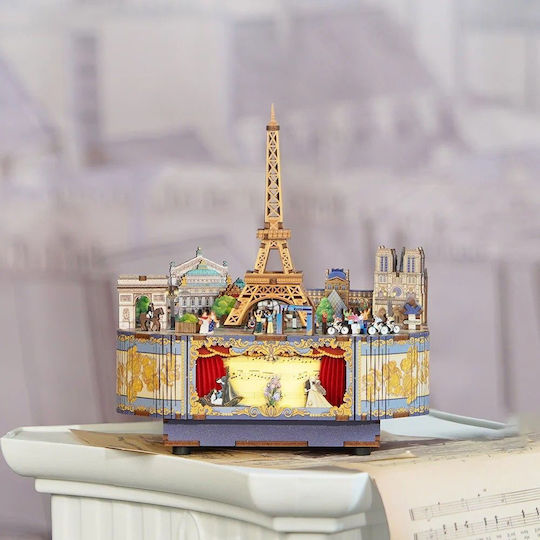 Tonecheer Παιχνίδι Κατασκευών Ξύλινo Romantic Paris DIY Music Box Ages για Παιδιά 15+ Ετών