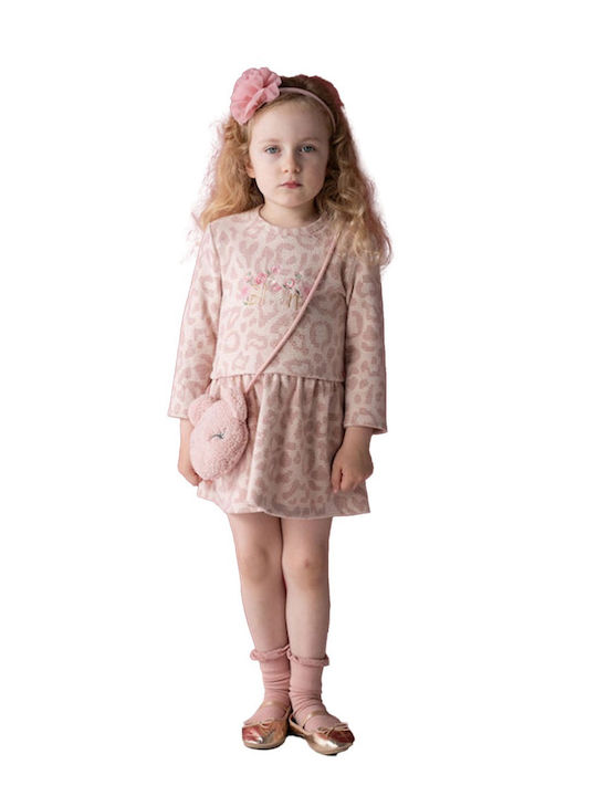 Kinderkleid Langärmelig Gestrickt Set aus 2 mit Deckel Rosa