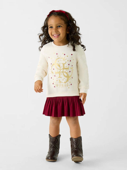 Mädchenkleid Langärmelig Gestrickt Kinderbekleidungssets mit Zubehör Weiß