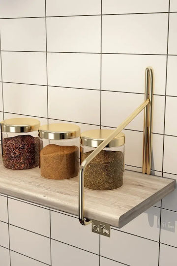 SteweHome Επιτοίχιο Ράφι Μεταλλικό 60x15x15εκ. Χρυσό