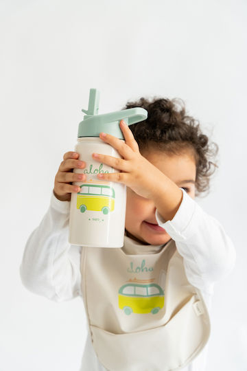 Saro Dinos Kids Water Bottle Thermos Stainless Steel with Straw 350ml
