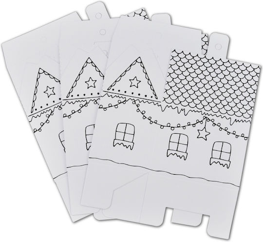 Decorative Paper Houses Large White Set of 6