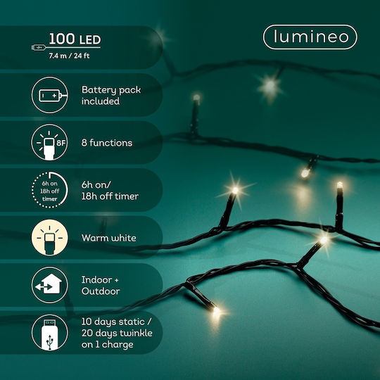 Lumineo Χριστουγεννιάτικη Γιρλάντα Φωτιζόμενη 742cm