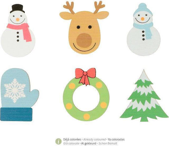 Artemio Wooden Craft Decoration Xmas Colorful 5cm Set of 6 Pieces 1214004312