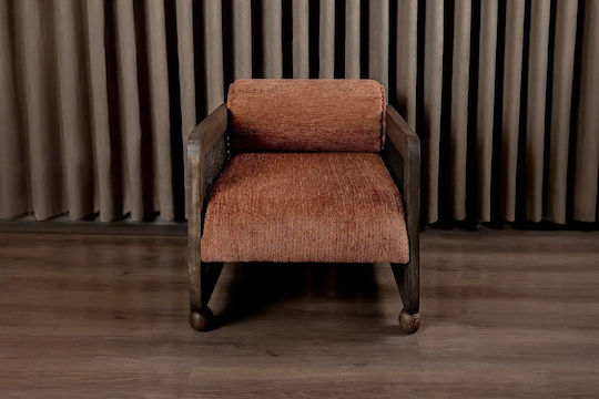 Orange Armchair Dark Walnut Wooden Base 61x80x60cm